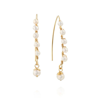 Universe Gold Long Pearl Earrings - Studio Spirali