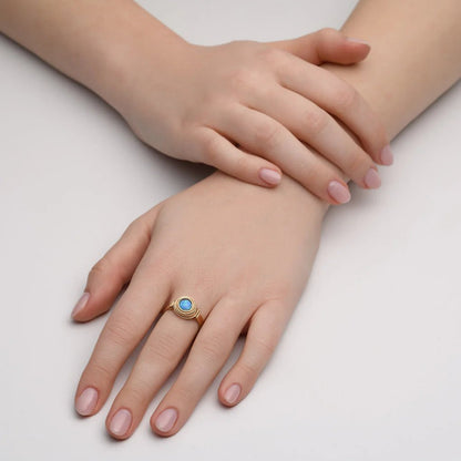 Universe Gold Opal Bead Ring - Studio Spirali