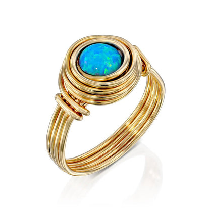 Universe Gold Opal Bead Ring - Studio Spirali