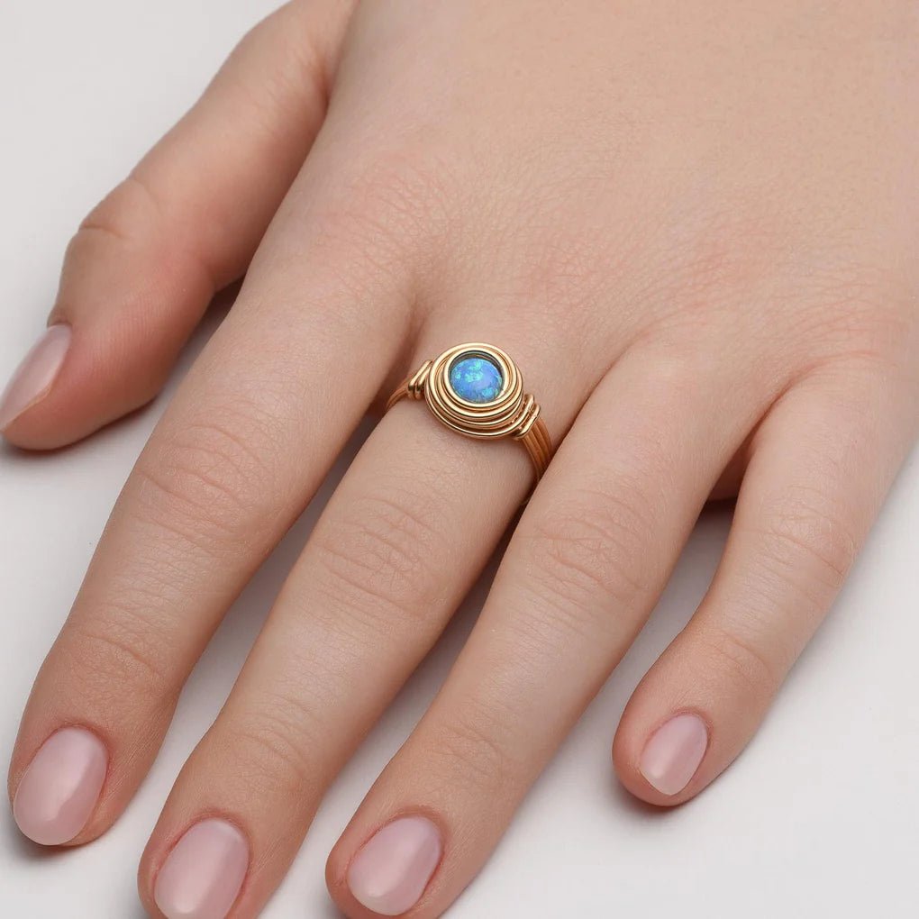 Universe Gold Opal Bead Ring - Studio Spirali