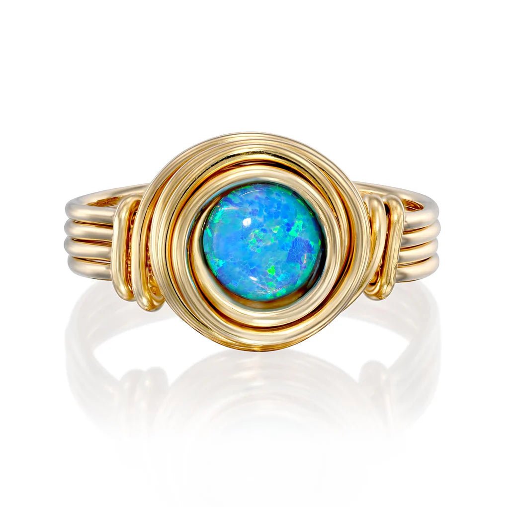 Universe Gold Opal Bead Ring - Studio Spirali
