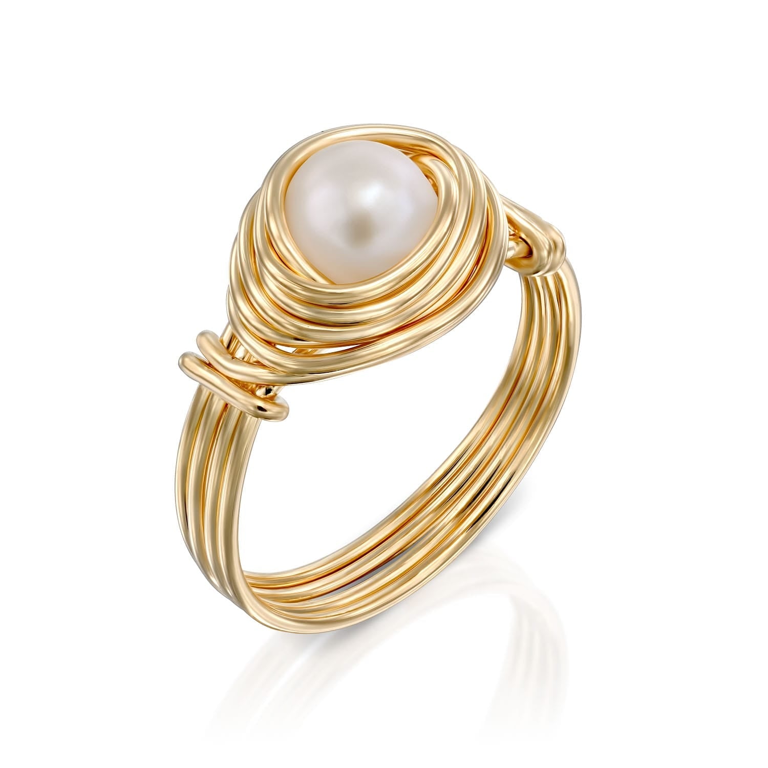 Universe Gold Pearl Sphere Ring - Studio Spirali
