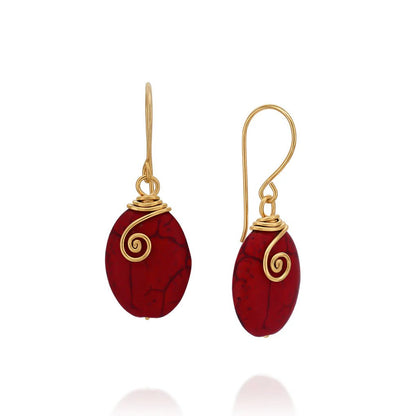 Universe Gold Red Coral Earrings - Studio Spirali