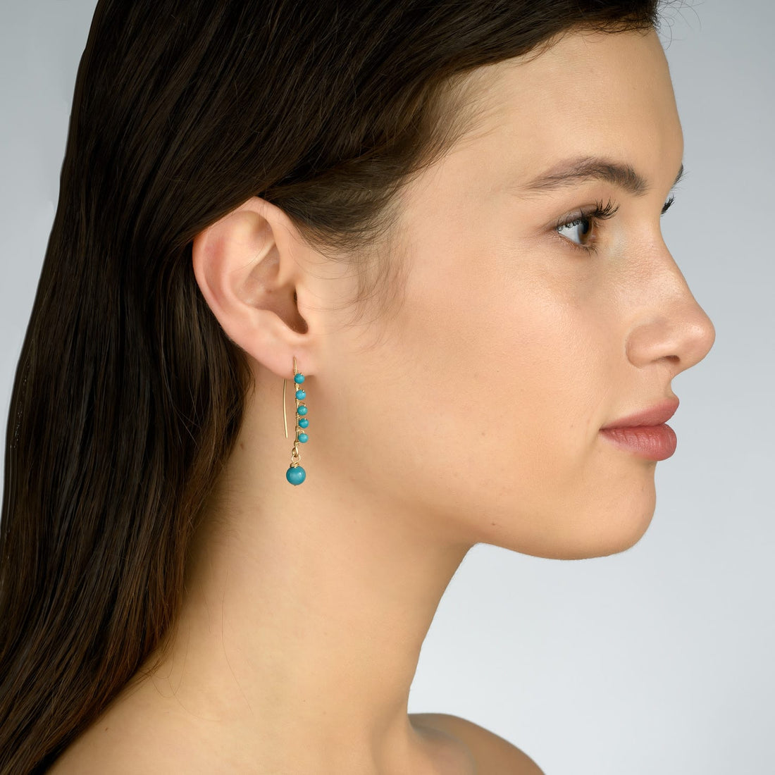 Universe Gold Turquoise Beaded Earrings - Studio Spirali
