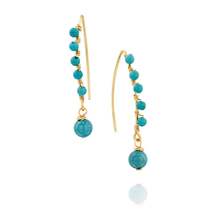 Universe Gold Turquoise Beaded Earrings - Studio Spirali
