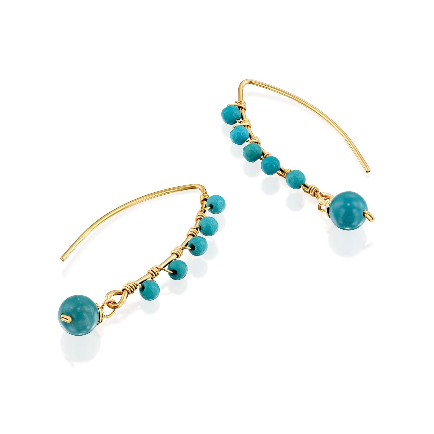 Universe Gold Turquoise Beaded Earrings - Studio Spirali