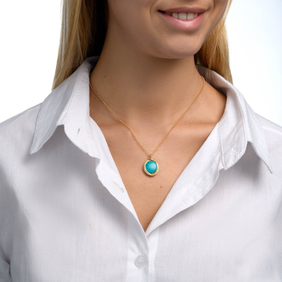 Universe Gold Turquoise Coin Necklace - Studio Spirali