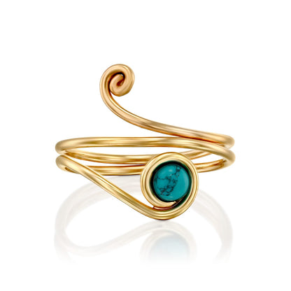Universe Gold Turquoise Snake Ring - Studio Spirali