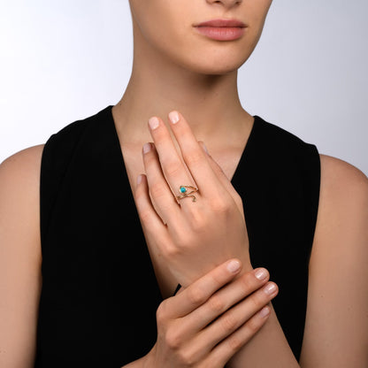 Universe Gold Turquoise Snake Ring - Studio Spirali