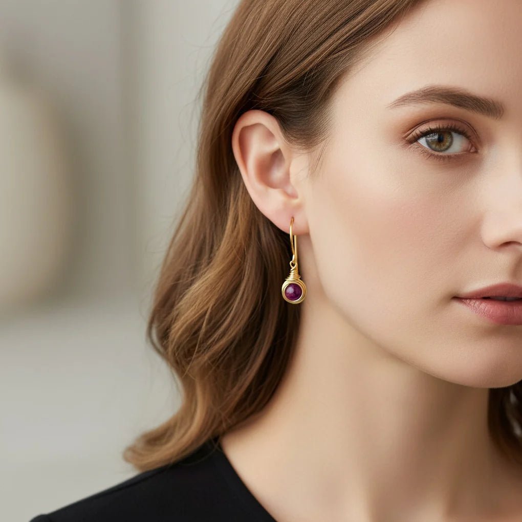 Universe Ruby Bead Earrings - Studio Spirali