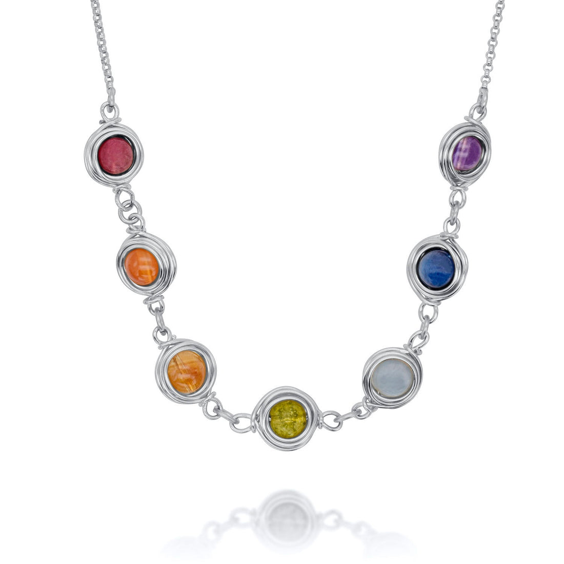 Universe Seven Chakra Silver Necklace - Studio Spirali