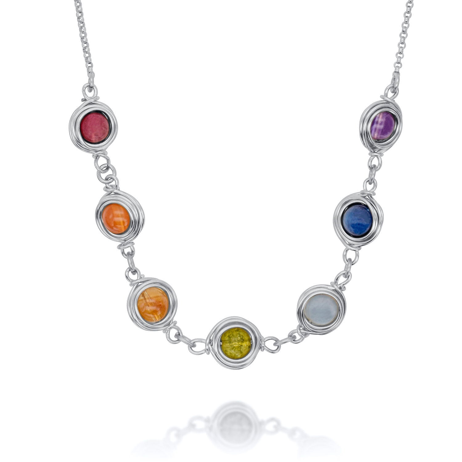 Universe Seven Chakra Silver Necklace - Studio Spirali