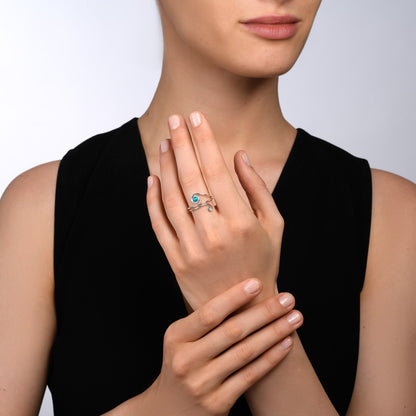 Universe Silver Turquoise Snake Ring - Studio Spirali