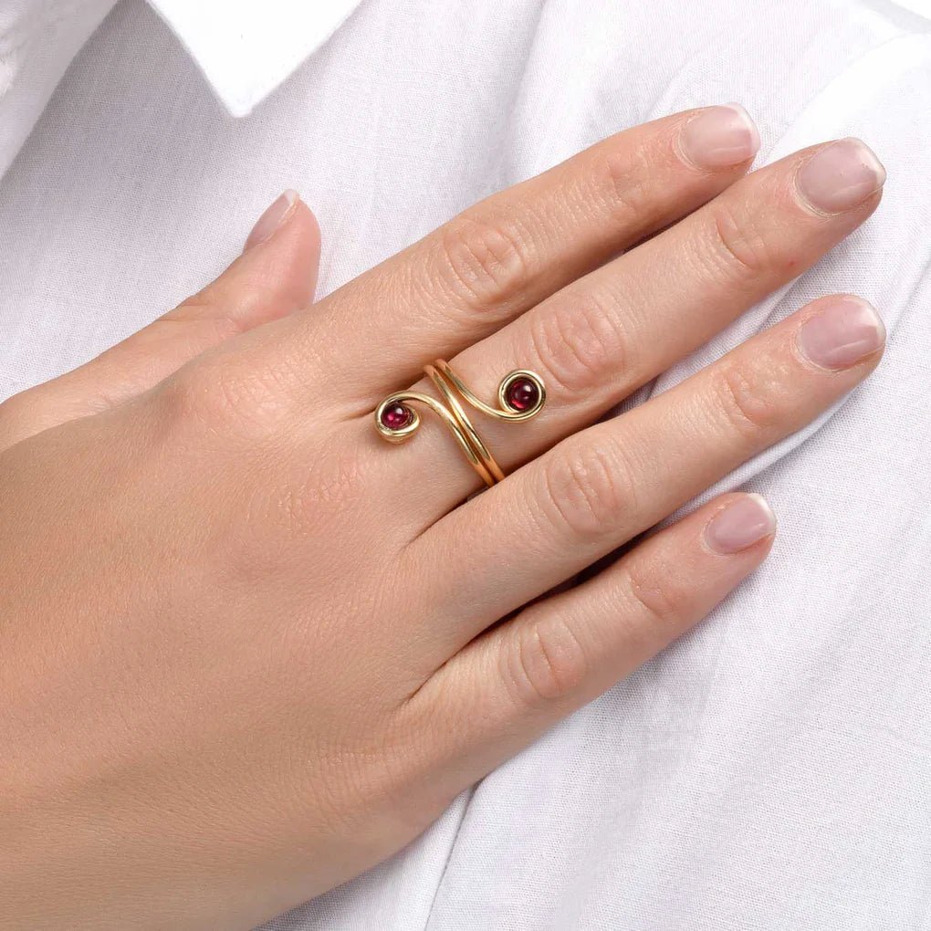 Universe Swirl Garnet Ring - Studio Spirali