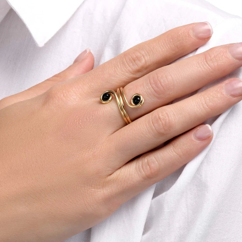 Universe Swirl Onyx Ring - Studio Spirali