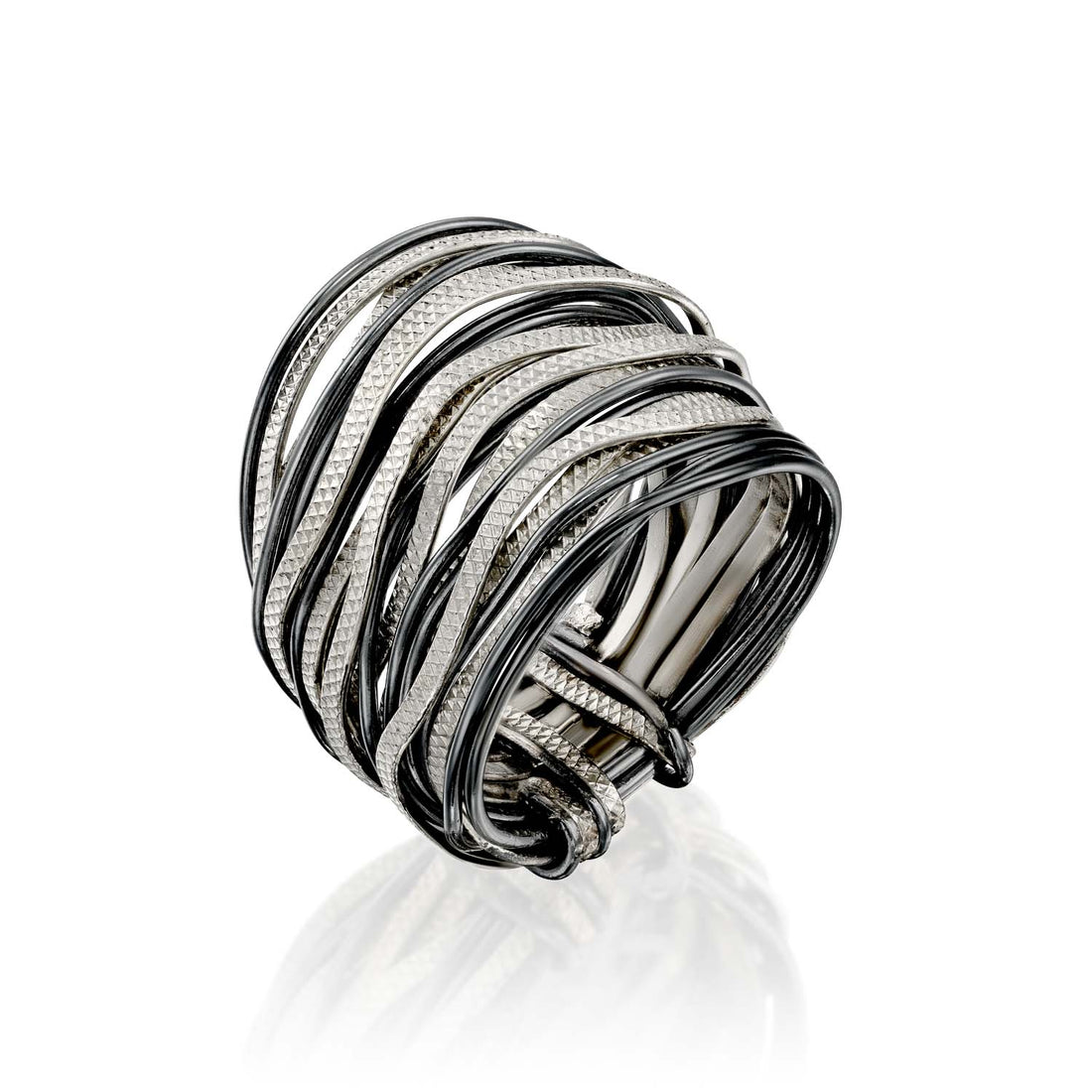 Black & Silver Spiral Ring