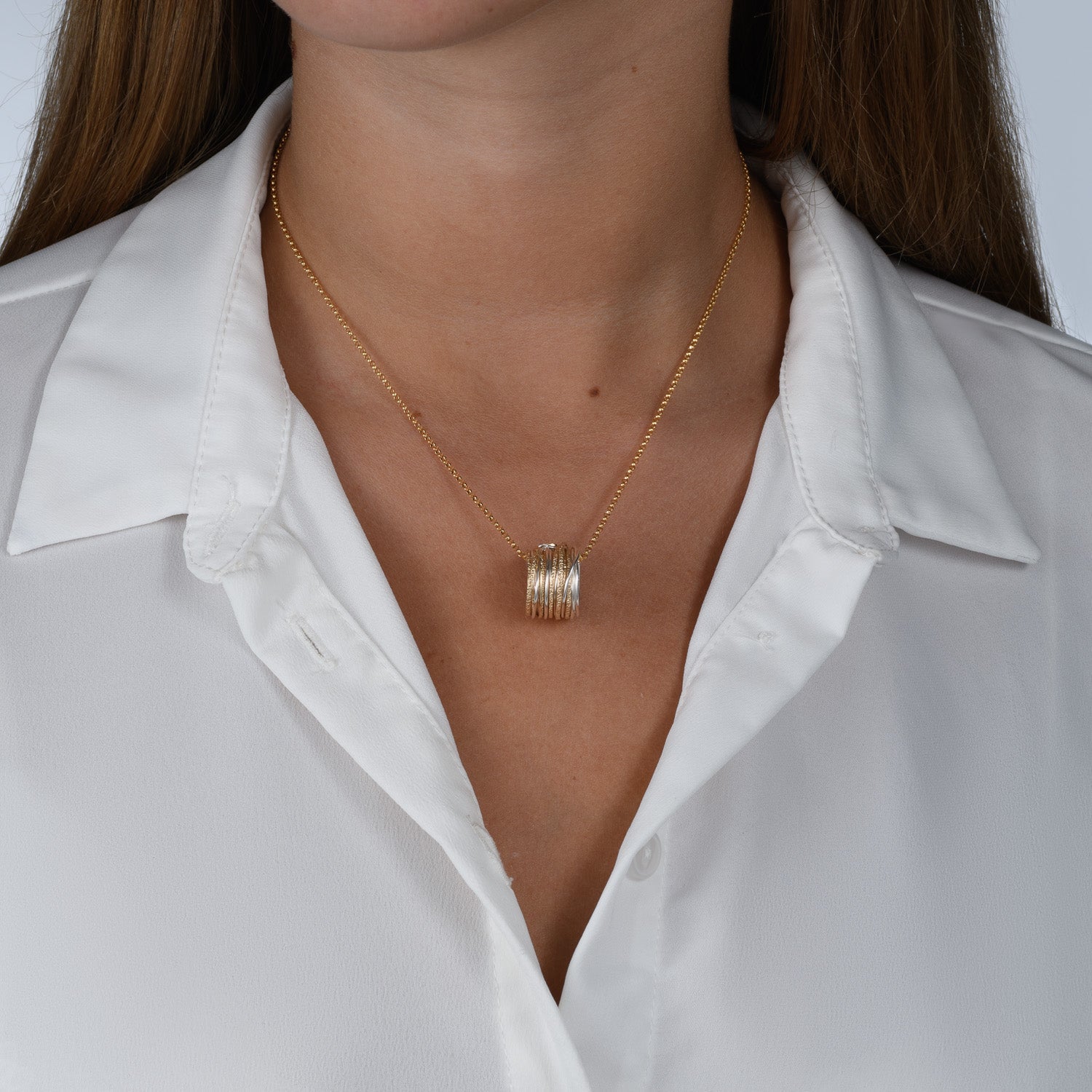 Solid Gold &amp; Silver Spiral Necklace - Studio Spirali