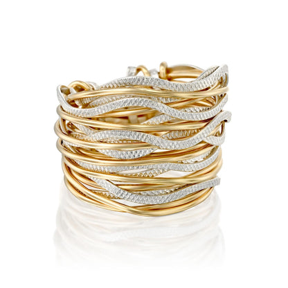 Solid Gold &amp; Silver Spiral Wavy Ring - Studio Spirali
