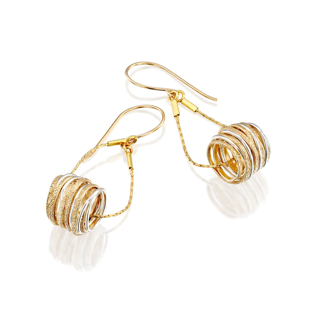 Spirali Gold &amp; Silver Teardrop Earrings - Studio Spirali